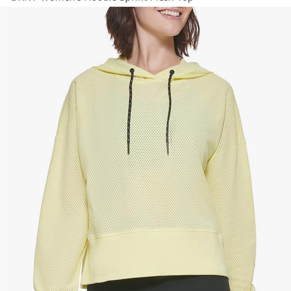 DNKY Women’s Hoodie w/mesh top. Color lemon lite.
